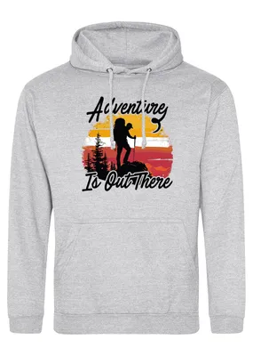 Produktbild von Huuraa Uni Hoodie Adventure is out there Backpacking XXL Heather Grey Vegan Sweatshirt Geschenkidee