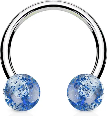 Produktbild von viva-adorno 1,2mm Hufeisen Piercing Lippenpiercing Augenbrauenpiercing Chirurgenstahl Glitter Glitzer Kugeln Kunststoff in verschiedenen Farben Z304,Blau