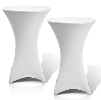 Produktbild von Ikodm 2× Elastische Stehtischhusse Ø 70×110 cm, Weiß – Stretch Bistrotisch Husse für Hochzeit & Messe