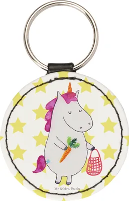 Produktbild von Mr. & Mrs. Panda Schlüsselanhänger Einhorn Vegan - Weiß - Geschenk, Anhänger, Rohkost, Taschenanhänger, Gesund essen, Schlüsselaccessoire, schlüssel, Veganer, Leben