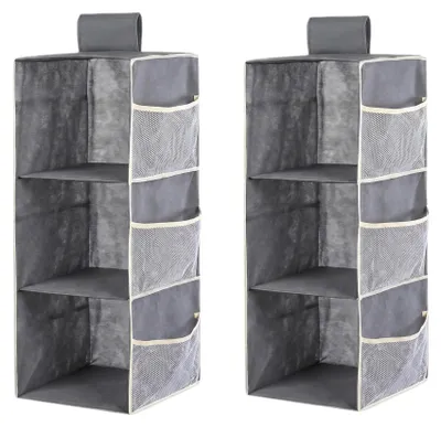 Hängeschrank-Organizer 2er-Set, 3 Etagen, Oxford-Gewebe, Grau