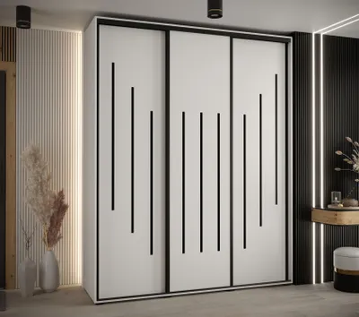 Produktbild von Kleiderschrank ASIRI 8 - 190/45 cm, weiß/schwarz