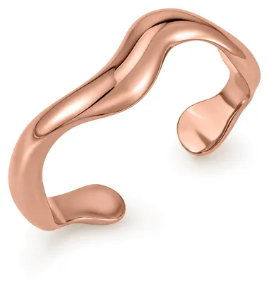 Produktbild von GD GOOD.designs Rosegoldener Edelstahl Ring Damen verstellbar – Statement Ring offen & wasserfest – Wellen-Design in 18K Roségold, inkl. Geschenkbox (Ringgröße 50–60)