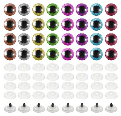 Productafbeelding van Veiligheidsogen - 18 mm diameter - 60 stuks - Kleurrijke plastic ogen voor poppen en gehaakte projecten - 8 kleuren