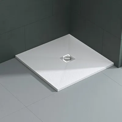 Produktbild von Mai & Mai Duschwanne 90x90x3cm Duschtasse aus Mineralguss Mineralgusswan Weiß Matt Rechteckig DIN-Anschlüsse Geoma09