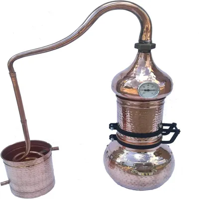 Productafbeelding van Distilleertoren voor Essentiële Oliën - 10 Liter Koper met Thermometer