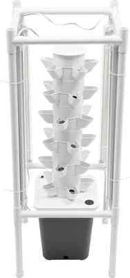 Produktbild von Hydroponik Pflanzsystem - Vertikaler Hydroponik Turm - 30 Pflanzkapseln - LED-Wachstumslicht - 10 l Wassertank - Aeroponik Anzuchtset - Grau