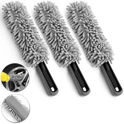 Produktbild von MONZANA® 3er Set Mikrofaser Felgenbürste mit soften Borsten Felgenreiniger schonend & weich für Stahlfelgen Alufelgen Auto Felgen Reinigungsbürste Bürste