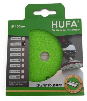 Produktbild von Hufa Fliesen Naturstein Diamant Klett Polierpad Ø 100mm Korn 50