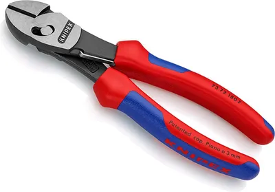 Produktbild von Knipex TwinForce, Diagonale Zange, Chrom-Vanadium-Stahl, Kunststoff, Blau, Rot, 180 mm, 280 g