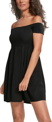 Produktbild von Urban Classics Ladies Smoked Off Shoulder Kleid schwarz - M