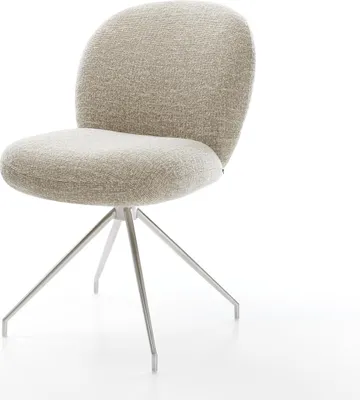Produktbild von DELIFE Esszimmerstuhl Nube-Flex Webstoff Soft Beige Kreuzgestell konisch Edelstahl Taschenfederkern
