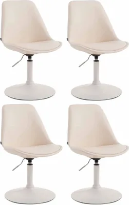 Image de CLP Lot de 4 chaises de salle à manger Maverick similicuir pivotantes et réglables en continu,crème blanc