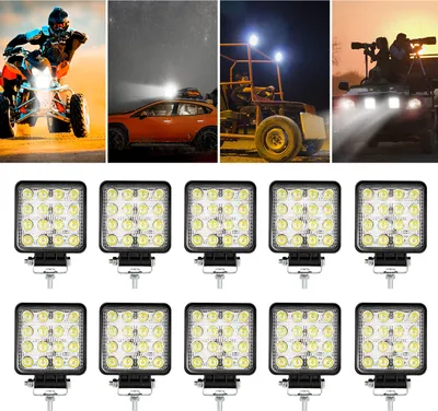 Produktbild von Jopassy Rechteck LED Arbeitsscheinwerfer IP67 Wasserdicht 12V 24V LED Scheinwerfer für LKW,Offroad, SUV, ATV,traktor Rückfahrscheinwerfer 48W 10 Stück