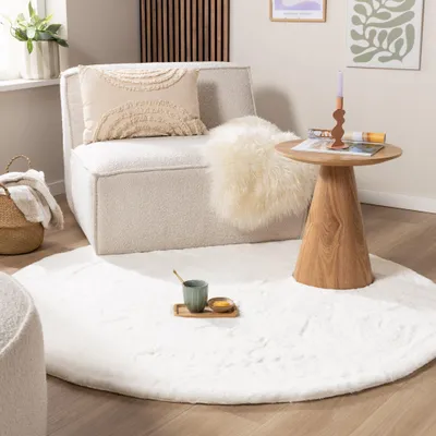 Zdjęcie produktu dla Volero - Dywan okrągły z długim włosiem - Comfy Supreme Biały - Ø 120 cm