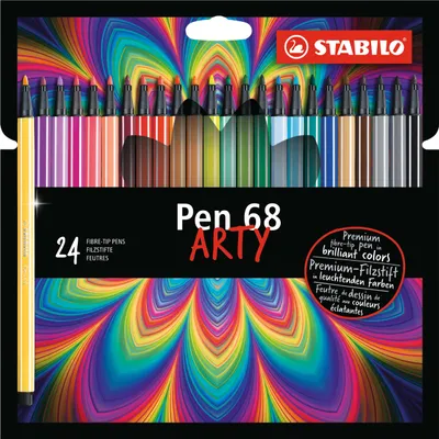 Produktbild von Premium-Filzstift - STABILO Pen 68 - ARTY - 24er Pack mit Hängelasche - mit 24 verschiedenen Farben