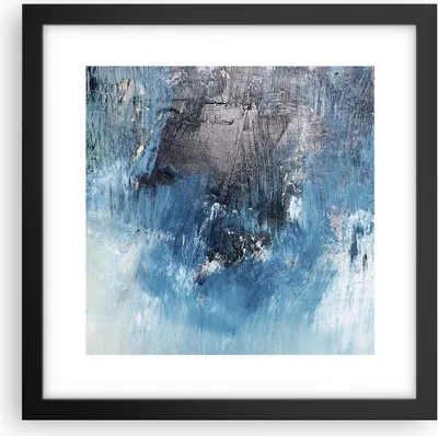 Produktbild von Gerahmtes Poster - Schwarzer Rahmen - Abstraktion Blau Schwarz - 30x30 cm - Wand Bild - Wanddeko - Wandbilder - Wandposter - Bilderrahmen - Bilder - Kunstdruck - Wandbild - P2BAC30x30-4155
