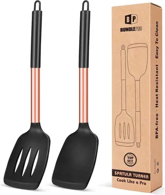 Image de Bundlepro Lot de 2 spatules en silicone ustensiles de cuisine antiadhésifs