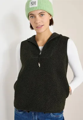 Produktbild von CECIL Teddy Weste 'Teddy Troyer Weste', B220303, raw khaki, Gr. L