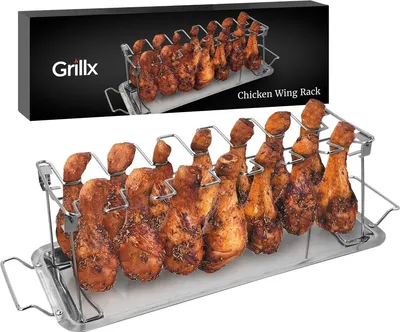 Produktbild von GrillX Hähnchenflügelhalter - Hähnchenhalter für Grill & Ofen - Edelstahl - Kamado BBQ Zubehör