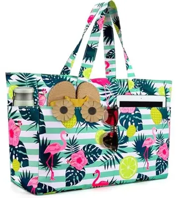 Produktbild von Strandtasche XXL Familie, Gro? Strandtasche mit Rei?verschluss Wasserdicht Sanddicht, Handtasche Umh?ngetasche Damen 45L, Faltbar Ultraleicht Badetasche für Urlaub Reisen Fitnessstudio Picknick