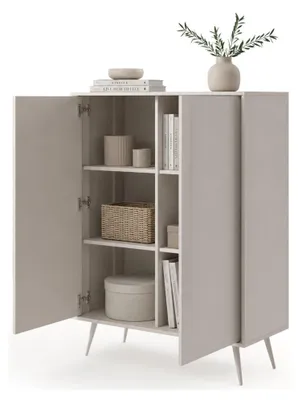 Produktbild von Harenoma - Sideboard, 97x40x126h cm Cremeweiß, 4 Regale