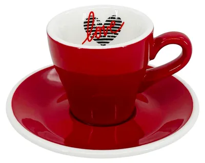 Image de Tasse à espresso avec soucoupe Milano - Heart, 75 ml, rouge