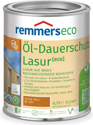 Produktbild von Remmers Öl-Dauerschutz-Lasur [eco] eiche hell (RC-365) 0,75 l, Holzlasur aussen
