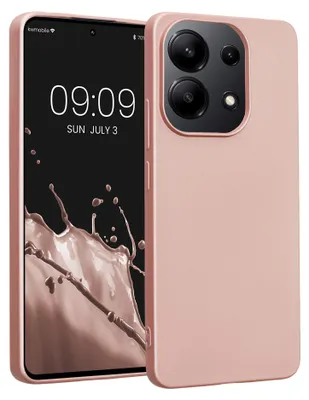 Produktbild von kwmobile Handyhülle für Xiaomi Redmi Note 13 4G Hülle - Silikon Case metallisch schimmernd - Schutzhülle Cover - Metallic Rosegold