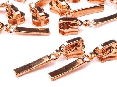 Produktbild von 5 Metall-Zipper m. Autolock f. Kunststoff-Reißverschlüssse 5mm, Wähle Deine Farbe,rose gold