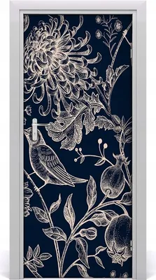 Produktbild von Selbstklebendes Türfurnier Blumen Vögel 85x205