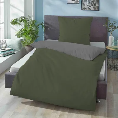 Produktbild von Biberna Renforce Wendebettwäsche 455775 155x220 cm + 80x80 cm fichte
