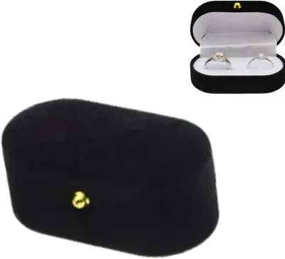 Produktbild von Famanu Ringbox Samt - Elegante Präsentation für Verlobung und Hochzeit - Schwarz