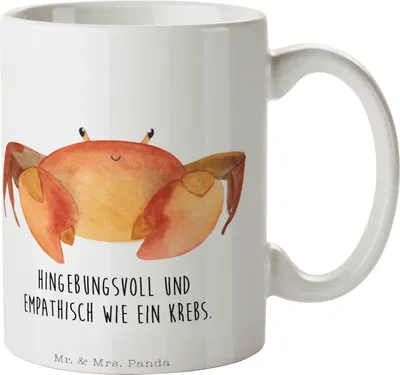Produktbild von Mr. & Mrs. Panda Keramiktasse Sternzeichen Krebs - Weiß - Geschenk, Krebse, Meer, Krabbe, Meerestier, Pott, Kaffeetasse, Teetasse, Aszendent, Tasse, Becher