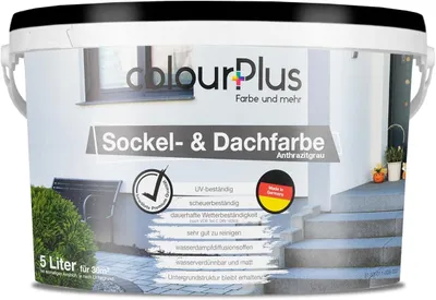 Produktbild von colourPlus Sockel- & Dachfarbe 5 l, Anthrazit-Grau matt – Fassadenfarbe für Sockel, Beton, Mauerwerk & Dachziegel, wetterfest und UV-stabil