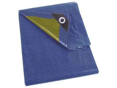 Produktbild von Perel Wasserfeste Abdeckplane 2 x 3 m aus Polyester 70 g/m², rechteckige Schutzplane mit 10 Ösen und