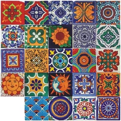 Imagen del producto de Adhesivos tipo mosaico retro - Diseño de cocina vintage - Estilo marroquí - Autoadhesivos - 24 unidades