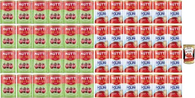 Produktbild von Mutti Pomodorini testpaket polpa und ciliegini Kirschtomaten Tomaten sauce 100% Italienisch, cherry tomatoes, 100% italienische Tomaten, 48x 400g + Italian Gourmet polpa 400g