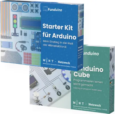 Produktbild von Bundle: Funduino Starter Kit und Funduino Cube Mikrocontroller: Funduino MEGA2560 R3 Ausführung: Funduino Cube + Funduino Starter Kit für Arduino Education Sprache: Englisch
