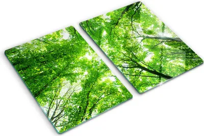 Obrázek produktu pro Kryt varné desky – Kryt na indukční desku – Ochranná skleněná deska – 2x40x52 cm– Skleněné ochranné desky na sporák –Tvrzené sklo –Zelený les