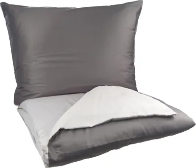Produktbild von Verlängerungsbettwäsche Satin UNI DUO 140x220, 70x90cm anthrazit/hellgrau