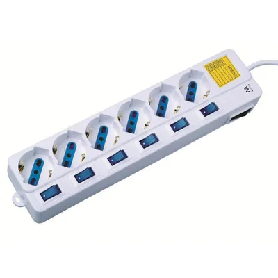 Zdjęcie produktu dla Ewent EW3930, 1,5 m, Wewnętrzna, Typ L, Biały, 6 x gniazdo sieciowe, 250 V