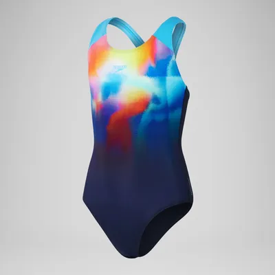 Produktbild von Speedo Digital Placement Splashback Badeanzug Mädchen navy türkis Gr 140