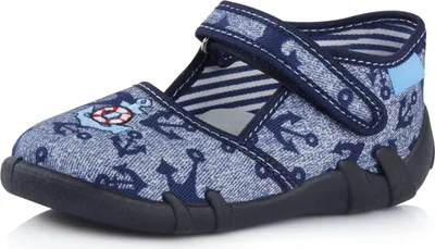 Produktbild von Ladeheid Kinder Mädchen Jungen Hausschuhe Schlapfen LARB002 (Jeans Anker, 19)
