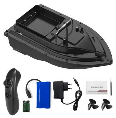 Produktbild von Futterboot zum Angeln - Ferngesteuertes Futterboot - Reichweite 300 m - Tragfähigkeit 181 g - Akku 5200 mAh - Schwarz