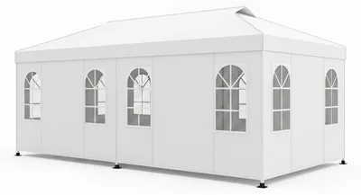 Obrázok produktu pre COSTWAY, skladací pavilón 3x6 m, párty stan s nastaviteľnou výškou, so 6 bočnými stenami a oknami, záhradný stan s ochranou pred slnkom, reflexnými prvkami a taškou