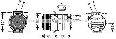 Produktbild von PRASCO OLAK438 CVC Klimaanlage Klimakompressor R134a für OPEL ZAFIRA B (A05) Astra H Caravan (A04) Astra H Schrägheck (A04) Astra H GTC (A04)
