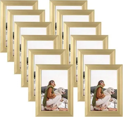 Produktbild von Famanu Fotolisten Set 12 Stück 10x15 cm – Goldene Bilderrahmen für Wand- oder Tischaufstellung