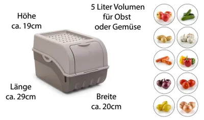 Obrázok produktu pre Novaliv boxy na zeleninu boxy na zemiaky skladovacie nádoby 3,5l až 9l (sivé, 3x 5l)