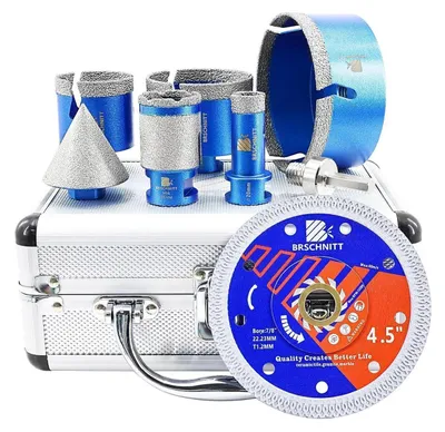 Image de Jeu de trépans diamantés pour carrelage, marbre et granit | 20/35/50/68/100 mm | Filetage M14 | Accessoires pour meuleuse d'angle